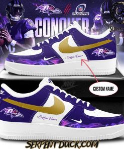 Baltimore Ravens Conquer All NFL Playoff Custom Air Force 1 Shoes