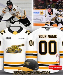 North Bay Battalion White Gold Tank 2025 New Custom Hockey Jersey