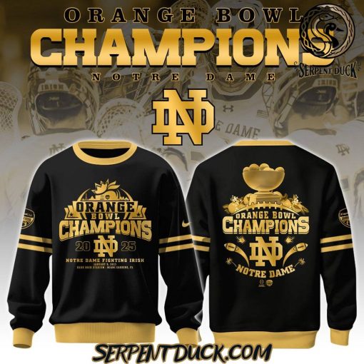 Notre Dame Fighting Irish 2025 Orange Bowl Champions Black Sweatshirt