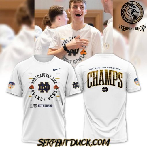 Notre Dame Fighting Irish 2025 Orange Bowl Champions White T-Shirt