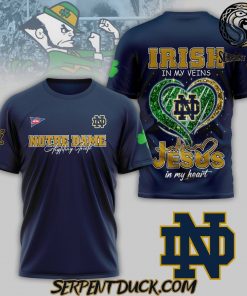 Notre Dame Fighting Irish In My Veins Jesus In My Heart T-Shirt