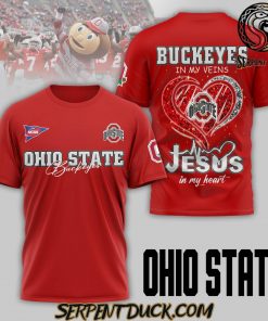 Ohio State Buckeyes In My Veins Jesus In My Heart T-Shirt