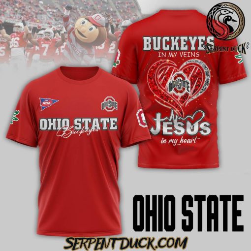 Ohio State Buckeyes In My Veins Jesus In My Heart T-Shirt