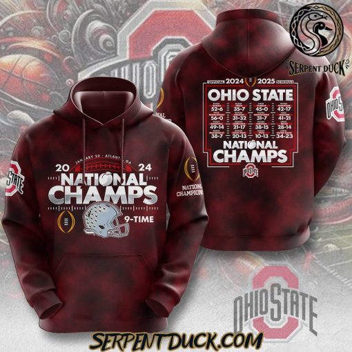 Ohio State Buckeyes National Champs 9 Times Hoodie