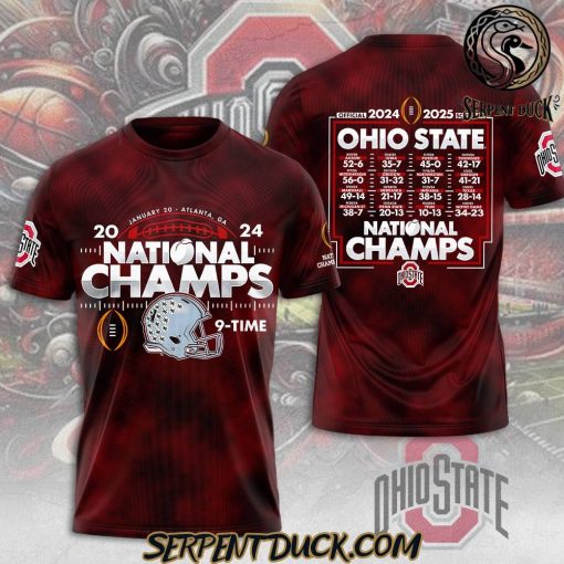 Ohio State Buckeyes National Champs 9 Times T-Shirt