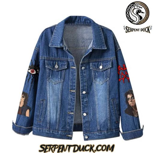 Alice Cooper Too Close For Comfort Love It To Deadth Denim Jacket