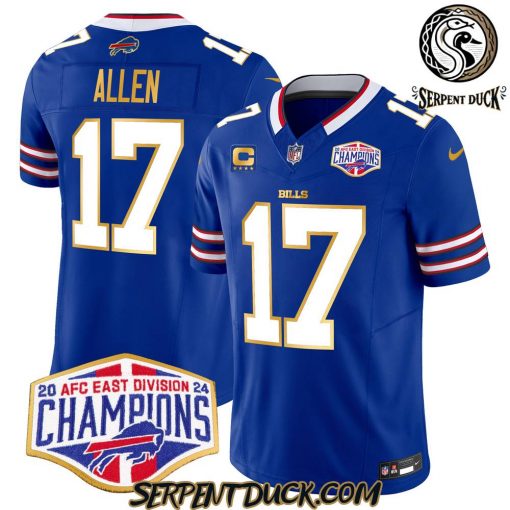 Buffalo Bills 2024 AFC East Division Champions Gold Trim Football Jersey