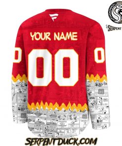 Calgary Flames 75th Anniversary of Peanuts Snoopy Hockey Jersey