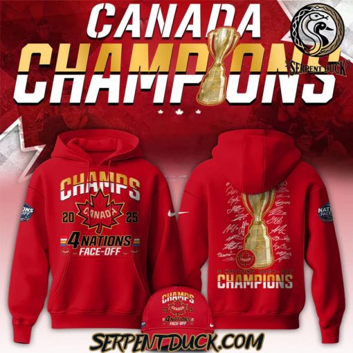 Canada Fanatics Steel 2025 4 Nations Face Off Champions All Team Sign Hoodie