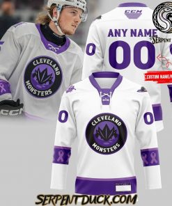 Cleveland Monsters Hockey Fight Cancer Custom Hockey Jersey