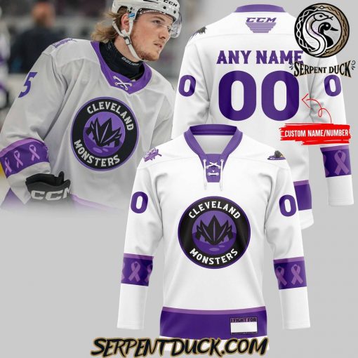 Cleveland Monsters Hockey Fight Cancer Custom Hockey Jersey