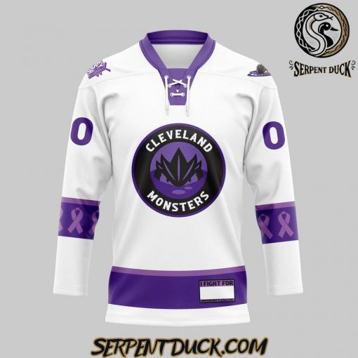 Cleveland Monsters Hockey Fight Cancer Custom Hockey Jersey