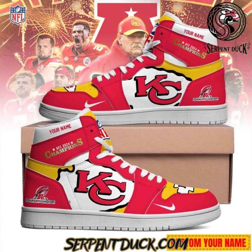 Kansas City Chiefs AFC 2024 Champions Custom Air Jordan 1 Sneaker