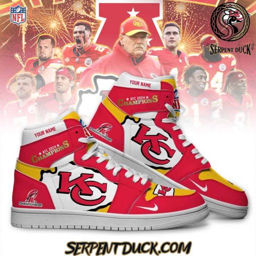 Kansas City Chiefs AFC 2024 Champions Custom Air Jordan 1 Sneaker