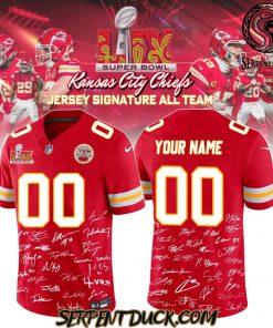 Kansas City Chiefs Champions Super Bowl LIX 2025 Signature All Team Custom Football Jersey