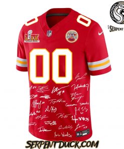 Kansas City Chiefs Champions Super Bowl LIX 2025 Signature All Team Custom Football Jersey