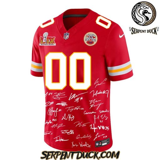 Kansas City Chiefs Champions Super Bowl LIX 2025 Signature All Team Custom Football Jersey