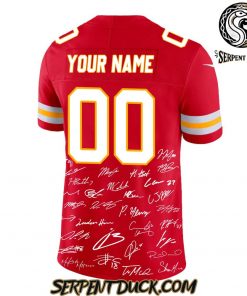 Kansas City Chiefs Champions Super Bowl LIX 2025 Signature All Team Custom Football Jersey 3