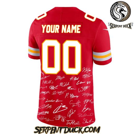 Kansas City Chiefs Champions Super Bowl LIX 2025 Signature All Team Custom Football Jersey