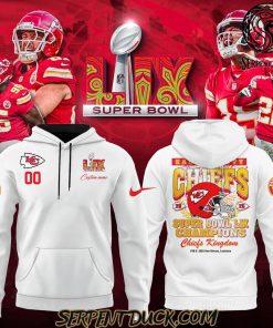 Kansas City Chiefs Super Bowl LIX Champions Custom Name White Hoodie