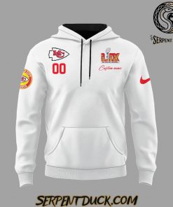 Kansas City Chiefs Super Bowl LIX Champions Custom Name White Hoodie