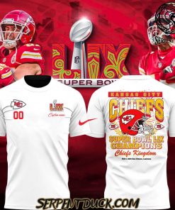 Kansas City Chiefs Super Bowl LIX Champions Custom Name White Shirt