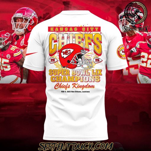 Kansas City Chiefs Super Bowl LIX Champions Custom Name White Shirt