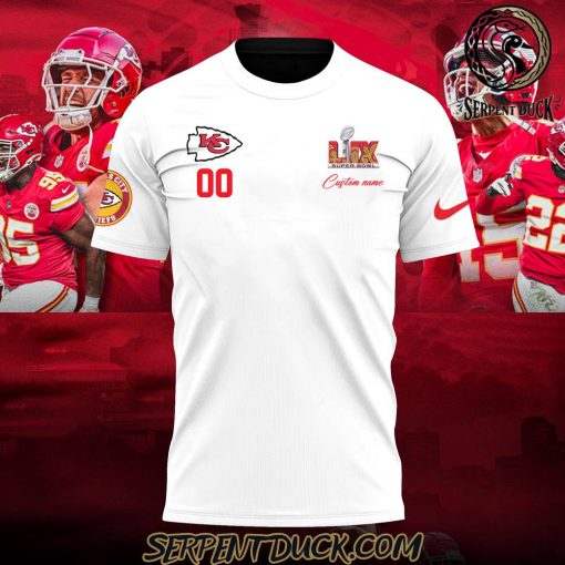 Kansas City Chiefs Super Bowl LIX Champions Custom Name White Shirt