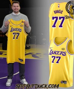 Los Angeles Lakers Show Luka Doncic Yellow Basketball Jersey