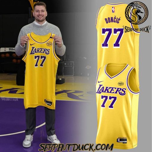 Los Angeles Lakers Show Luka Doncic Yellow Basketball Jersey