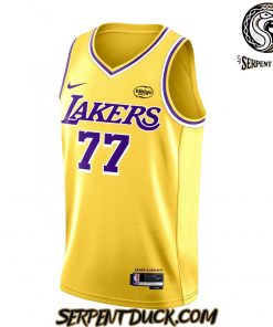 Los Angeles Lakers Show Luka Doncic Yellow Basketball Jersey