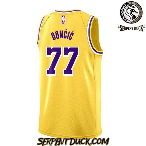 Los Angeles Lakers Show Luka Doncic Yellow Basketball Jersey