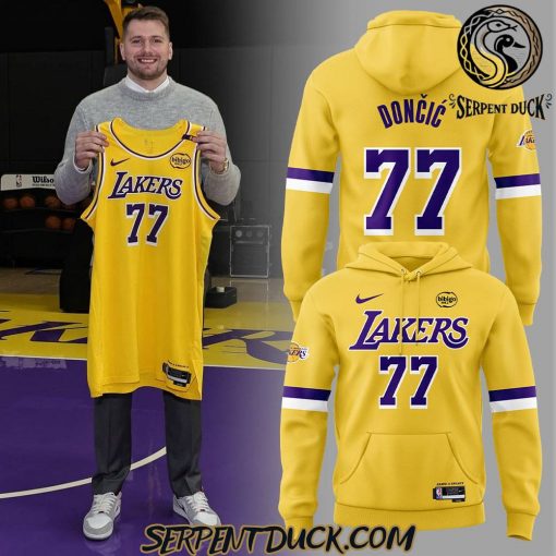 Los Angeles Lakers Show Luka Doncic Yellow Hoodie