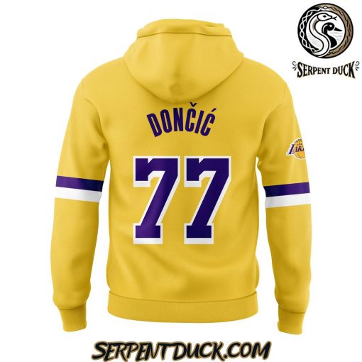 Los Angeles Lakers Show Luka Doncic Yellow Hoodie