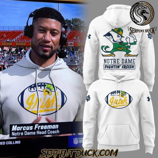 Notre Dame Football Head Coach Marcus Freeman White Hoodie