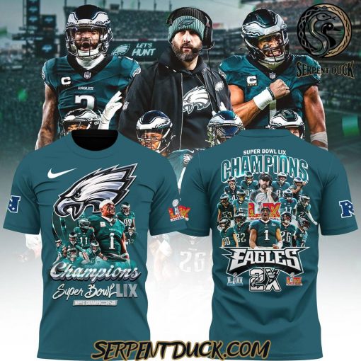 Philadelphia Eagles 2X Champions Super Bowl Green Shirt