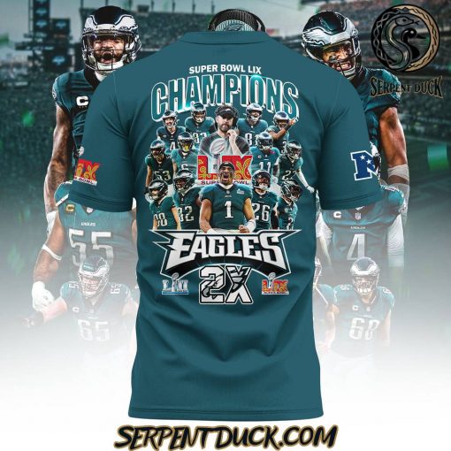 Philadelphia Eagles 2X Champions Super Bowl Green Shirt