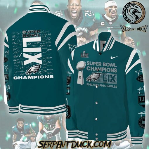 Philadelphia Eagles Champions Super Bowl LIX 2025 Signature All Team Baseball Jacket