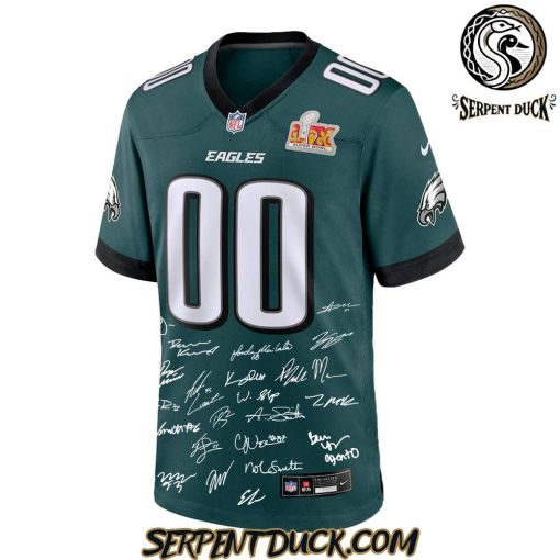 Philadelphia Eagles Champions Super Bowl LIX 2025 Signature All Team Custom Football Jersey