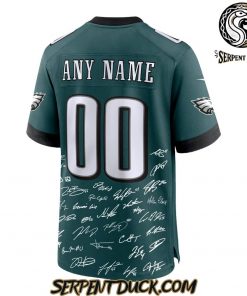 Philadelphia Eagles Champions Super Bowl LIX 2025 Signature All Team Custom Football Jersey 3