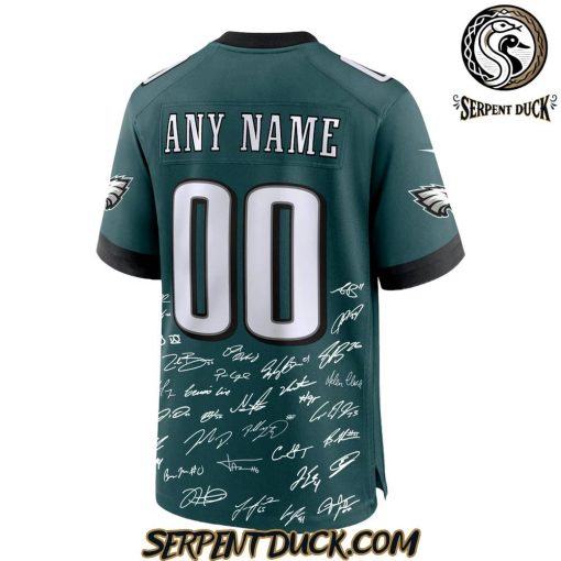 Philadelphia Eagles Champions Super Bowl LIX 2025 Signature All Team Custom Football Jersey