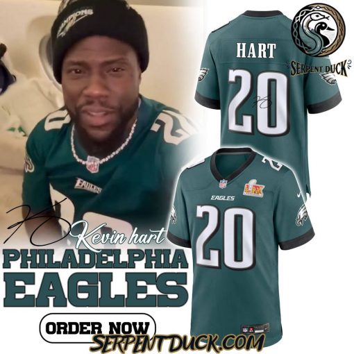 Philadelphia Eagles Midnight Green Super Bowl LIX Kevin Hart Signature Football Jersey