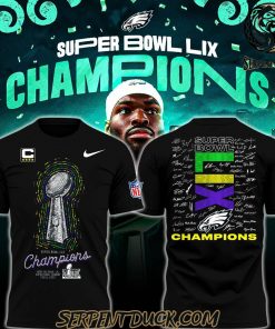 Philadelphia Eagles Super Bowl LIX Champions 2025 Signature All Team Black Shirt