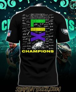 Philadelphia Eagles Super Bowl LIX Champions 2025 Signature All Team Black Shirt