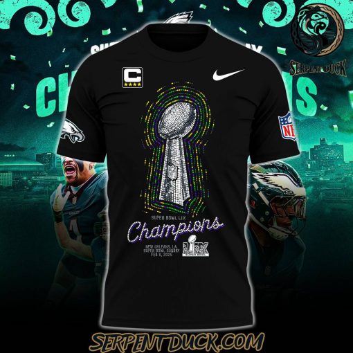 Philadelphia Eagles Super Bowl LIX Champions 2025 Signature All Team Black Shirt