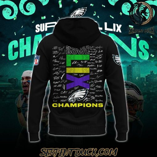 Philadelphia Eagles Super Bowl LIX Champions 2025 Signature All Team Hoodie