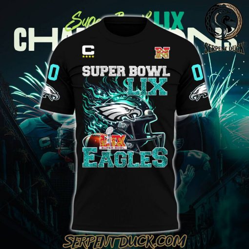 Philadelphia Eagles Super Bowl LIX Eagles Champions Custom Number Black Shirt