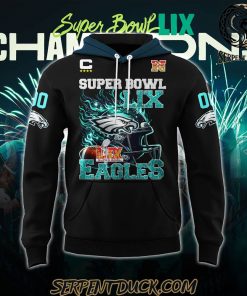 Philadelphia Eagles Super Bowl LIX Eagles Champions Custom Number Black Shirt