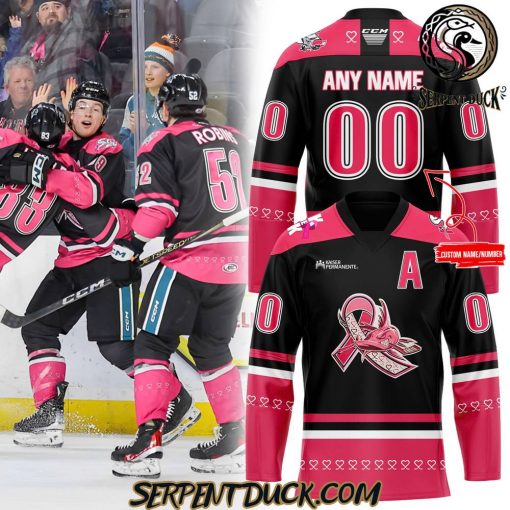 San Jose Barracuda Pink in the Rink Custom Hockey Jersey