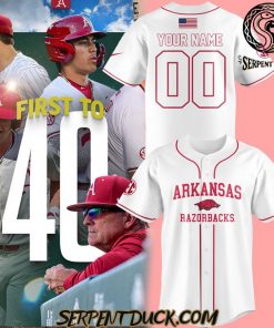 Arkansas Razorback Baseball 2025 First To 40 Baseball Jersey